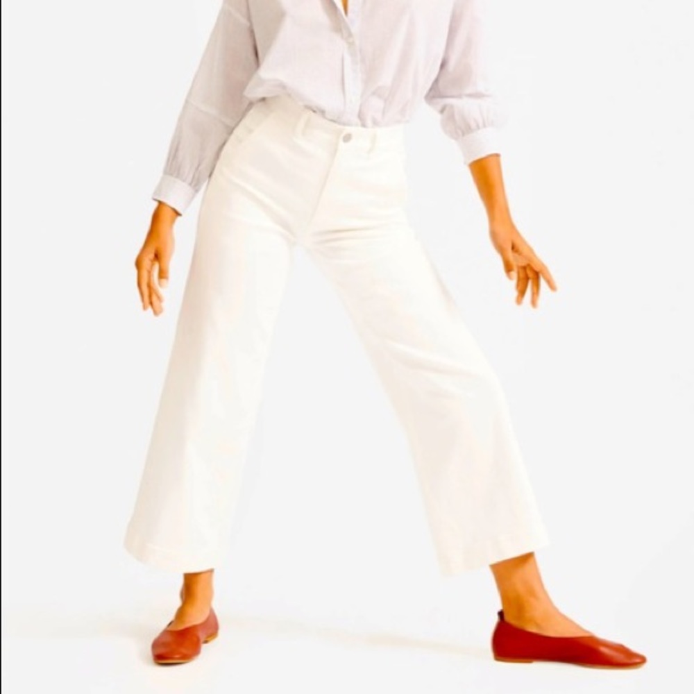 Everlane Wide-Leg Crop Pant in White